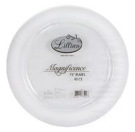 Lillian Tablesettings 40 Count Magnificence Plastic Plates, 7.5", Pearl