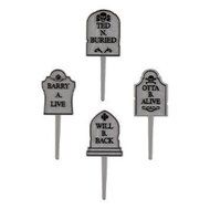 Halloween Party Tombstone Graveyard Cupcake Picks - 24 pcs