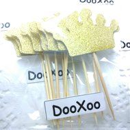 DOOXOO Crown Cupcake Toppers Gold First Birthday Party Party Cake Toppers Gold glitter Cupcake Toppers Birthday... N4