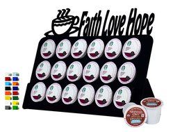 Marketing Holders FAITH LOVE HOPE 18-Slot Acrylic Keurig K-Cup Coffee Pod Holder (Solid Yellow) N2