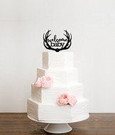 Personalized Welcome Baby with Deer Antlers Baby Shower Cake Topper.