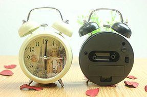 Surborder Shop Creative Twin Bell Analog Alarm Clock Battery Operated - Loud Alarm Clock Rural style Beige N3