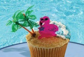 24 ct Pink Flamingo Luau Cupcake Picks N2