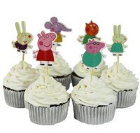 BETOP HOUSE Set of 24 Pieces Cute Peppa Pig Theme Party Decorative Cupcake Topper for Kids Birthday Party Baby... N2