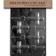 Dress My Cupcake Chocolate Candy Mold, Small Cross Lollipop with Flower