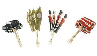 Bilipala 24pcs England Element Cupcake Toppers Picks, Puffy Picks, Cake Decor N3