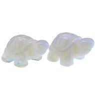 JOVIVI 1pc Natural Carved Gemstones Tortoise Figurine 1.5&#039;&#039; Room Decoration, with Gift Box (Opalite) N10