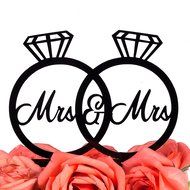 LOVENJOY Gift Box Pack Mrs and Mrs in Diamond Rings Same Sex Monogram Wedding Engagement Cake Topper (5.3-inch... N5