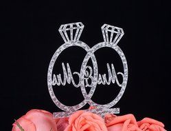 LOVENJOY Gift Box Pack Mrs and Mrs in Diamond Rings Same Sex Monogram Wedding Engagement Cake Topper (5.3-inch... N6