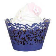 Wensltd 50pc New! Little Vine Lace Laser Cut Cupcake Wrapper Liner(pack of 50) (Blue)