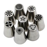 Russian Piping Tips - Stainless Steel Large Size Pastry Cake Decorating Icing Nozzles 8pc Set. N3