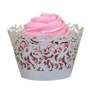 Wensltd 50pc New! Little Vine Lace Laser Cut Cupcake Wrapper Liner(pack of 50) (Blue) N2
