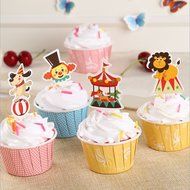 Circus Carnival Theme Favor Tags Cupcake Bun Cake Topper Party Decoration, Pack of 95 N2