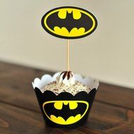 Winrase&reg; Set of 12 Chic Batman Mouth Kids Birthday Party Decoration Paper Cupcake Liner Wrap Wrappers with Toppers... N16