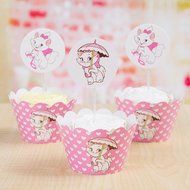 Winrase&reg; Set of 12 Chic Batman Mouth Kids Birthday Party Decoration Paper Cupcake Liner Wrap Wrappers with Toppers... N18