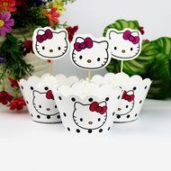 Winrase&reg; Set of 12 Chic Batman Mouth Kids Birthday Party Decoration Paper Cupcake Liner Wrap Wrappers with Toppers... N19
