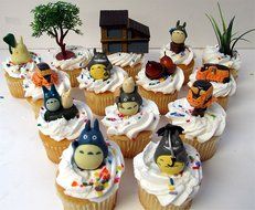 TOTORO 12 Piece Birthday CUPCAKE Topper Set Featuring Chu Totoro, Chibi, Catbus and Other Totoro Characters, Themed... N2