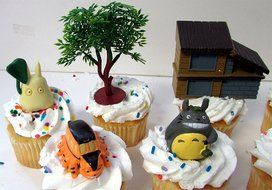 TOTORO 12 Piece Birthday CUPCAKE Topper Set Featuring Chu Totoro, Chibi, Catbus and Other Totoro Characters, Themed... N3