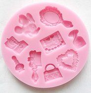 Anyana Maquillaje serie de moda bolsa y peine y espejo de az&uacute;car decoraci&oacute;n de la torta del molde de silicona