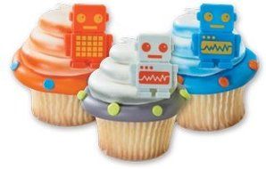 Robot Cupcake Rings - 24 ct N2