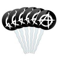 Set of 6 Cupcake Picks Toppers Decoration Symbols - Dollar Sign Gold and Black N22