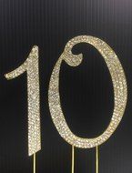 Rhinestone cake topper Gold number 10 Birthday Anniversary party
