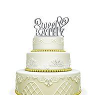 Personalized Sweet 16 Cake Topper with Heart For Birthday Glitter Gold N5