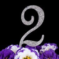 LOVENJOY with Gift Box Number 1 Crystal Rhinestone Baby Shower Wedding Birthday Anniversary Engagement Metal Cake... N15