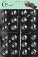 Cybrtrayd AO052 Bite Size Round Liquor Chocolate Candy Mold with Exclusive Cybrtrayd Copyrighted Chocolate Molding...