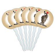 Set of 6 Cupcake Picks Toppers Decoration I Love Heart - Sloths N12