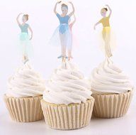 Yunko 48 Ballet Girls Dancers Fun Cupcake Decorative Toppers Cupcake Decorating Tools for Birthday Party