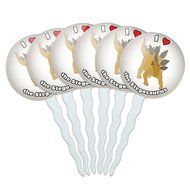 Set of 6 Cupcake Picks Toppers Decoration I Love Heart - Sloths N16