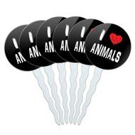 Set of 6 Cupcake Picks Toppers Decoration I Love Heart - Sloths N17