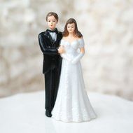 Bride and Groom Couple Figurine Cake Topper - Light Complexion w/ Brown Hair