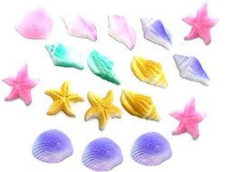 12pk Pastel Sea Creatures Sea Shells Star Fish Ready To Use Edible Cake / Cupcake Sugar Decoration Toppers