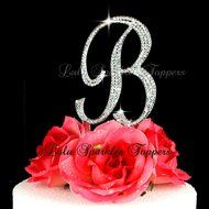 Crystal Rhinestone Cake Topper Letter B Script Font Large Size Intial B Cake Topper Custom Wedding Cake Topper