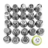 Russian Piping Tips 28 Pcs/Set-Stainless Steel Icing Nozzles Decoration Tools Create Flowers for Cakes, Pies,... N3