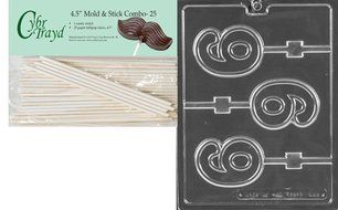Cybrtrayd 45St25-L052 No.6 Lolly Letters and Numbers Chocolate Candy Mold with 25 Cybrtrayd 4.5-Inch Lollipop...