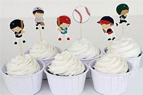 Yunko 24 PCS Cute Baseball Boy Theme Party Decorative Cupcake Toppers Cupcake Decorating Tools For Kids Birthday... N2