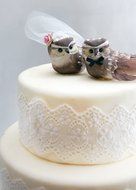Owl Cake Topper in Cocoa Brown: Woodland &quot;Bride and Groom&quot; Love Bird Wedding ... N2