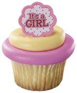 It&#039;s a Girl Pink Baby Shower Cupcake Rings - (24-Pack) N4