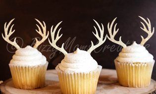Set of 12 - Gold Glitter Deer Antler Cupcake Toppers - Birthday Cupcake Topper, birthday cake topper, wedding... N2