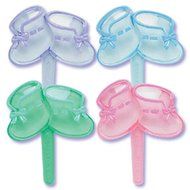 Dress My Cupcake DMC41B-38 12-Pack Baby Booties Pick Decorative Cake Topper, Baby Shower, Assorted