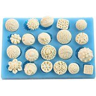 Funshowcase Sugarcraft Floral Medallion Button Candy Silicone Mold for Cake Decoration Cupcake Topper Jewel Crafting... N5