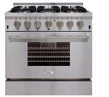 AGA APRO36AGSS 36" Professional Gas Range with RapidBake Convection, Stainless Steel N2