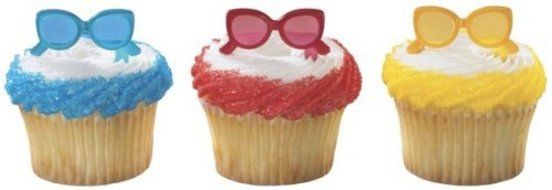 24 pc - Summer Fun Sunglasses Cupcake Picks