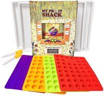 DIY Fruit Snacks Kit - 4 Premium Quality Silicone Molds (160 Gummies) + 4 Trays (Compatible with all Gummy Bear... N6