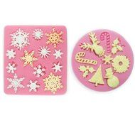 Anyana 2x Christmas Snowflake Snowman Silicone Fondant Mold Sugar Cake Decorating Tool N4