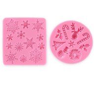 Anyana 2x Christmas Snowflake Snowman Silicone Fondant Mold Sugar Cake Decorating Tool N5