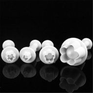 Ningmi Generic 4Pcs/Set Plum Flower Plunger Cutter Mold Fondant Cake Decorating DIY Tool(White) N5